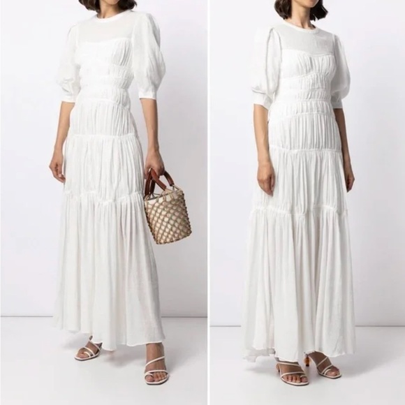 Jonathan Simkhai Fira Ruched Open Back Maxi Dress - Like New - Picture 3 of 7